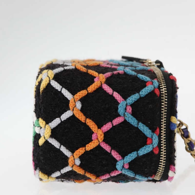 【日本直送】香奈兒 (CHANEL) Matelasse Chain Vanity Bag Tweed Multicolor Gold CC Auth 156641SM-2