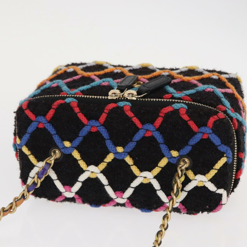 【日本直送】香奈兒 (CHANEL) Matelasse Chain Vanity Bag Tweed Multicolor Gold CC Auth 156641SM-5