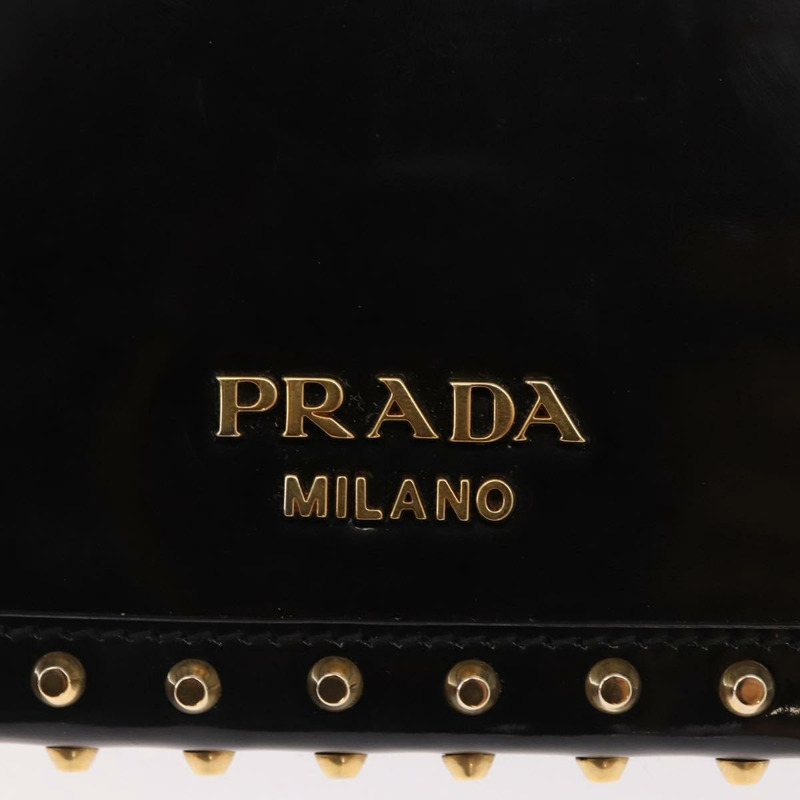 【日本直送】PRADA 鏈條迷你行李箱單肩包 琺瑯黑金 正品 156646V-17