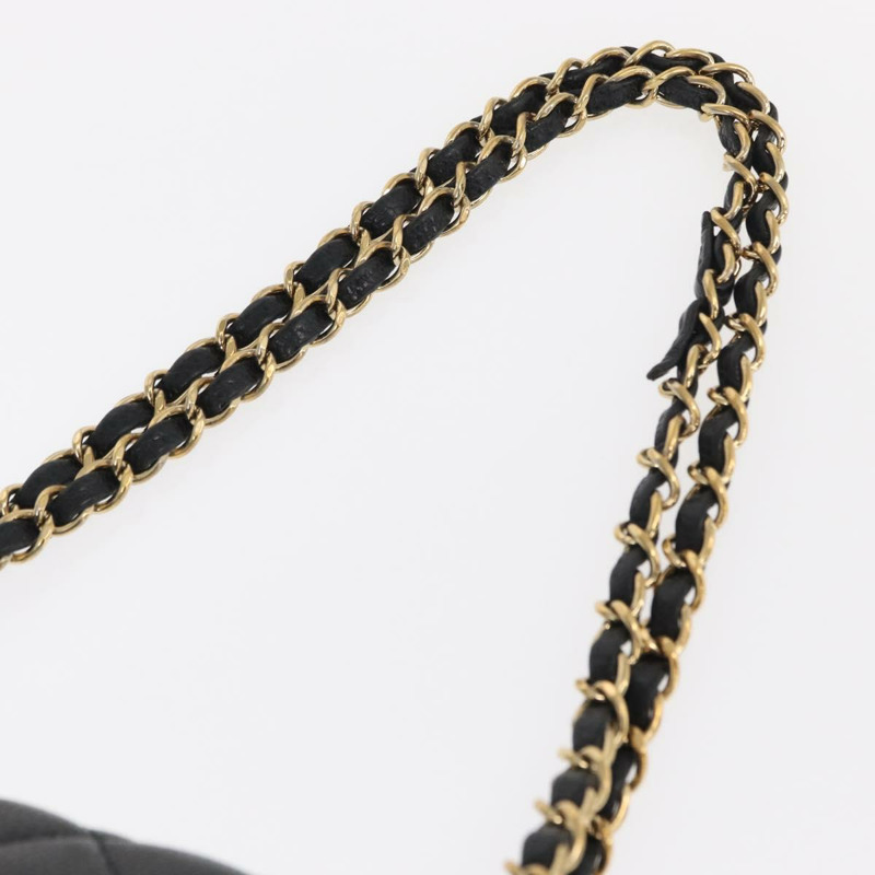 【日本直送】香奈兒 Matelasse 25 雙蓋鏈條包，魚子醬紋皮革，黑色，CC 標誌，正品編號 158360SM-7