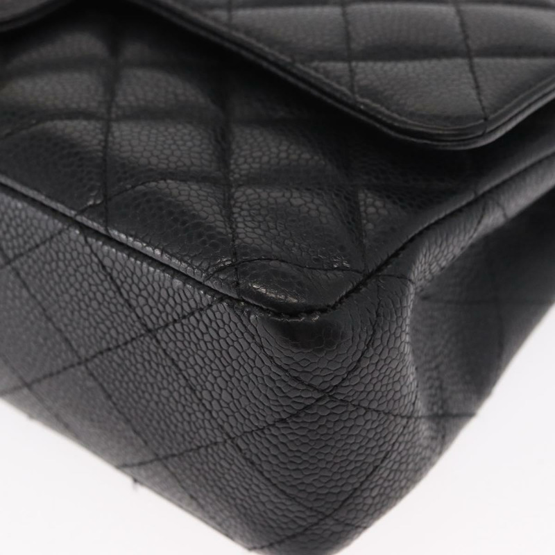 【日本直送】香奈兒 Matelasse 25 雙蓋鏈條包，魚子醬紋皮革，黑色，CC 標誌，正品編號 158360SM-13