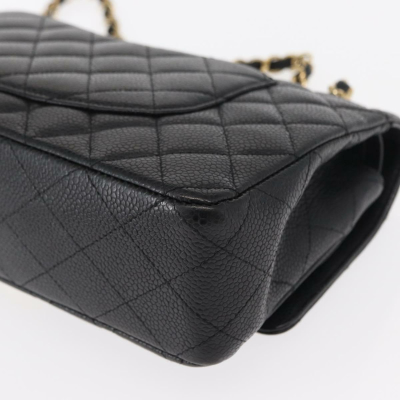 【日本直送】香奈兒 Matelasse 25 雙蓋鏈條包，魚子醬紋皮革，黑色，CC 標誌，正品編號 158360SM-15
