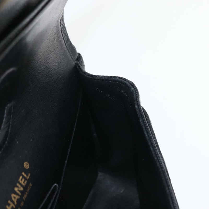 【日本直送】香奈兒 Matelasse 25 雙蓋鏈條包，魚子醬紋皮革，黑色，CC 標誌，正品編號 158360SM-23