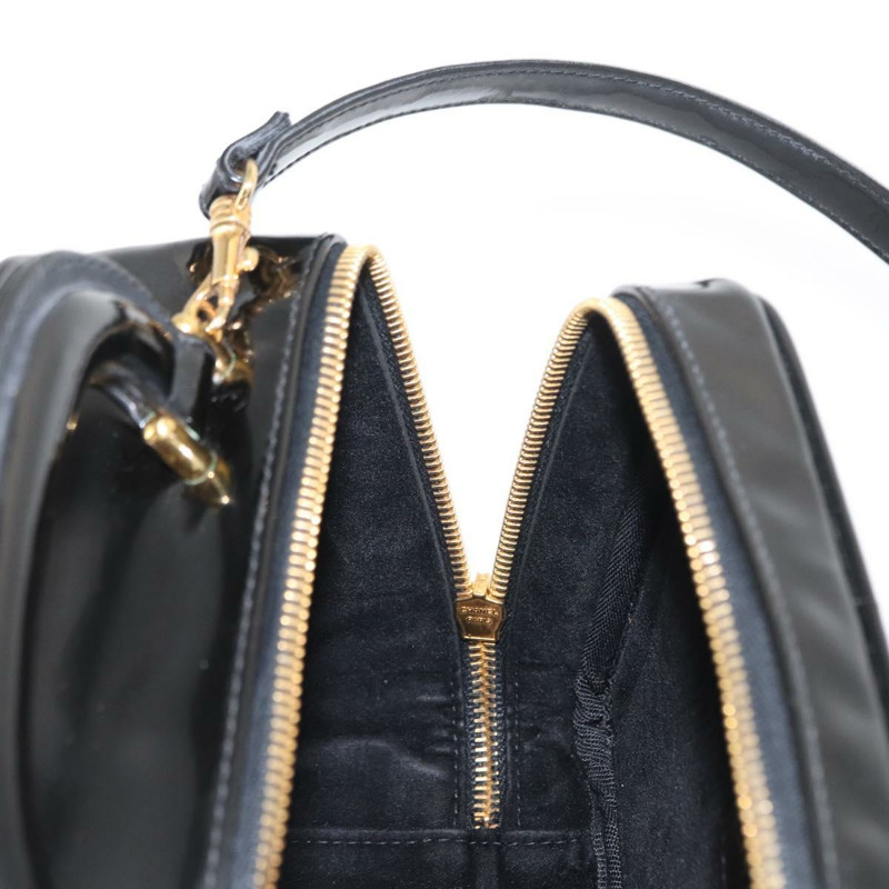 【日本直送】香奈兒 (CHANEL) 漆皮雙肩包，黑色金色雙C標誌，貨號 146552V-22