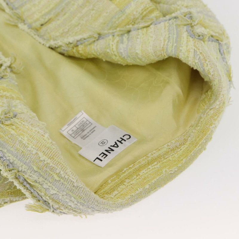 【日本直送】香奈兒黃銀色雙C斜紋軟呢外套 Auth 156695M-4