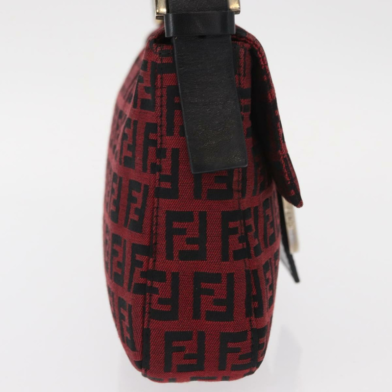 【日本直送】FENDI Zucchino帆布Mamma Baguette單肩包 紅色銀色 正品 151195SAM-3
