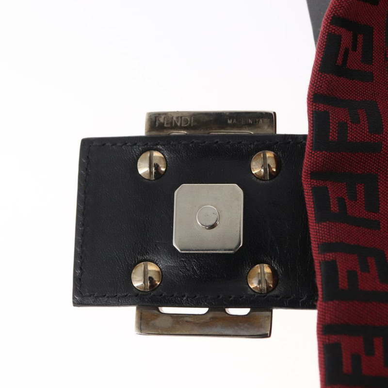 【日本直送】FENDI Zucchino帆布Mamma Baguette單肩包 紅色銀色 正品 151195SAM-8