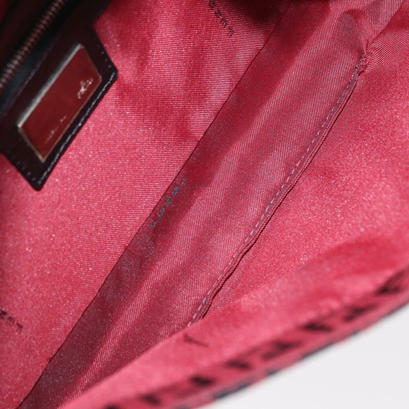 【日本直送】FENDI Zucchino帆布Mamma Baguette單肩包 紅色銀色 正品 151195SAM-9