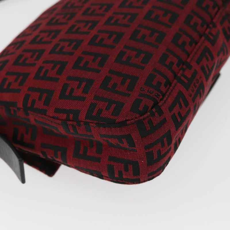 【日本直送】FENDI Zucchino帆布Mamma Baguette單肩包 紅色銀色 正品 151195SAM-15