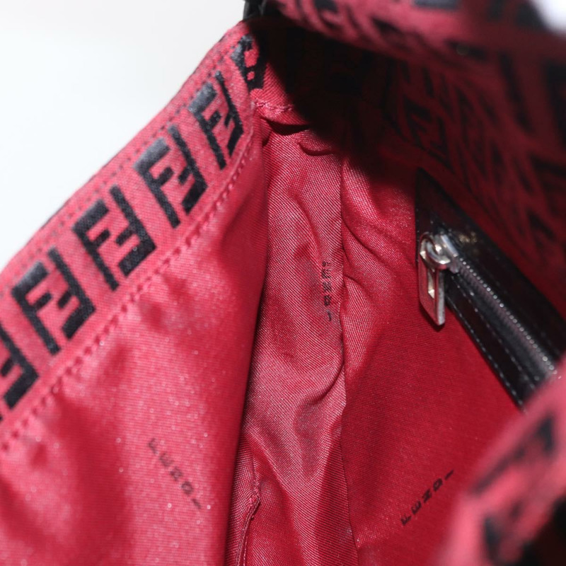 【日本直送】FENDI Zucchino帆布Mamma Baguette單肩包 紅色銀色 正品 151195SAM-22