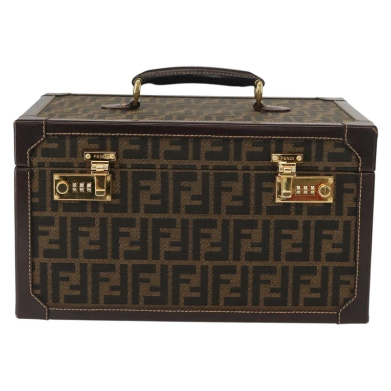 【日本直送】FENDI Zucca帆布化妝箱，黑色/棕色，正品，貨號155108SAV-12