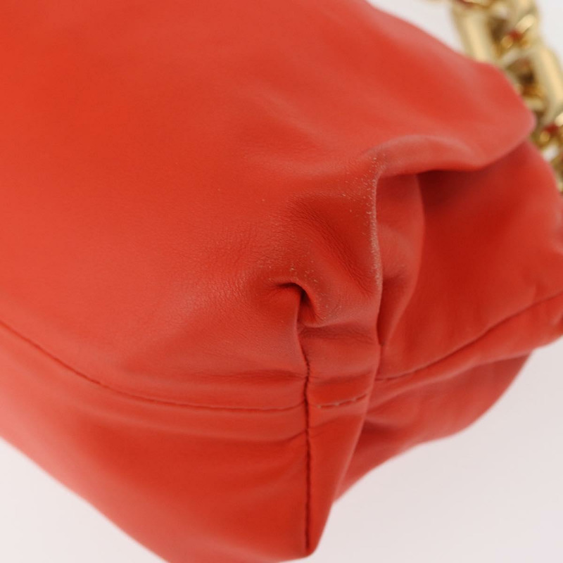 【日本直送】BOTTEGA VENETA 鏈條單肩包 皮革 橘色 金色 正品 146565SAV-13