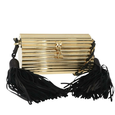SAINT LAURENT 鏈條 Cassandra 單肩包 塑膠 金色 正品 146564SAM