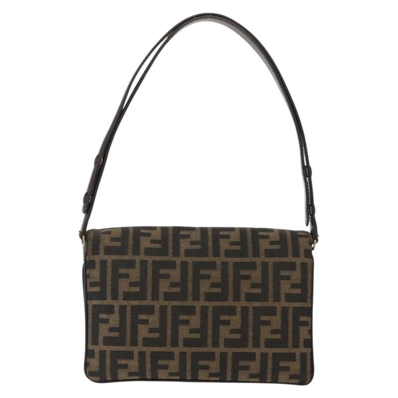 【日本直送】FENDI Zucca帆布Mamma Baguette單肩包 黑色棕色 正品 146548V-1