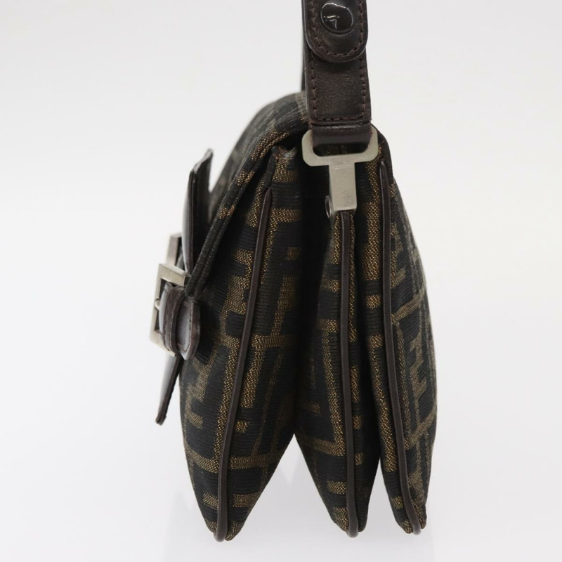 【日本直送】FENDI Zucca帆布Mamma Baguette單肩包 黑色棕色 正品 146548V-2