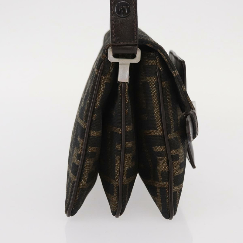 【日本直送】FENDI Zucca帆布Mamma Baguette單肩包 黑色棕色 正品 146548V-3
