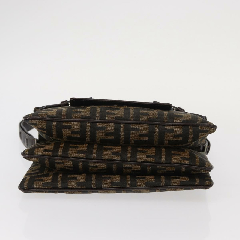 【日本直送】FENDI Zucca帆布Mamma Baguette單肩包 黑色棕色 正品 146548V-4