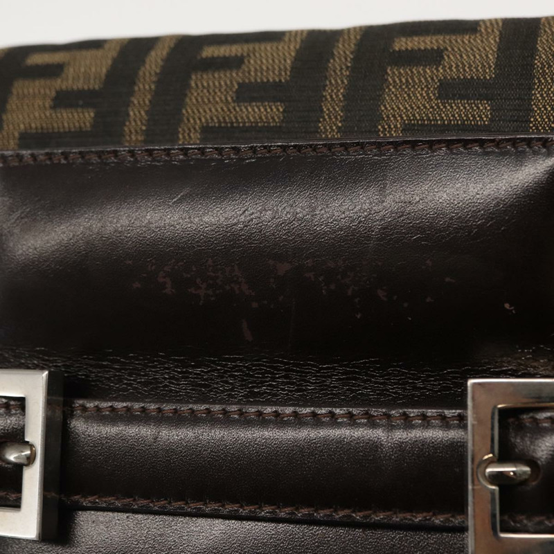 【日本直送】FENDI Zucca帆布Mamma Baguette單肩包 黑色棕色 正品 146548V-7