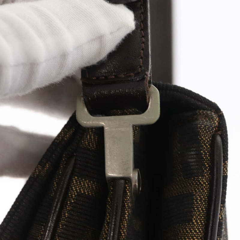 【日本直送】FENDI Zucca帆布Mamma Baguette單肩包 黑色棕色 正品 146548V-8