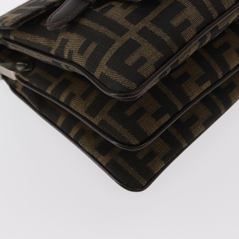 【日本直送】FENDI Zucca帆布Mamma Baguette單肩包 黑色棕色 正品 146548V-14