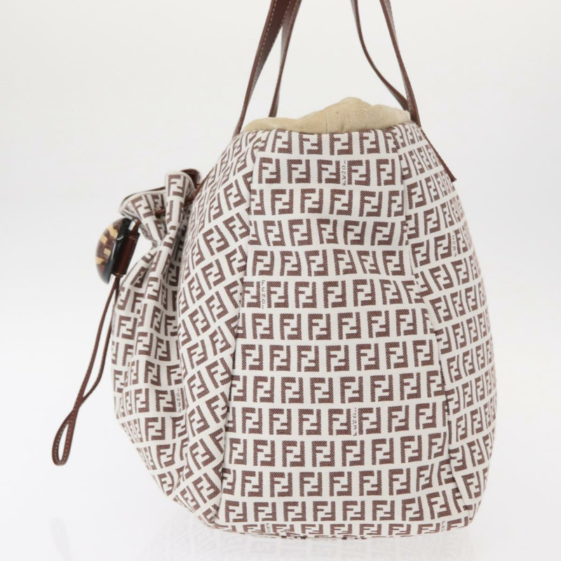【日本直送】FENDI Zucchino帆布手提包 白色 棕色 正品 146551V-2