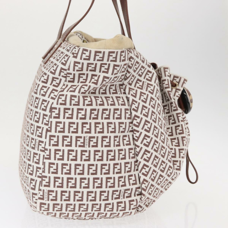 【日本直送】FENDI Zucchino帆布手提包 白色 棕色 正品 146551V-3
