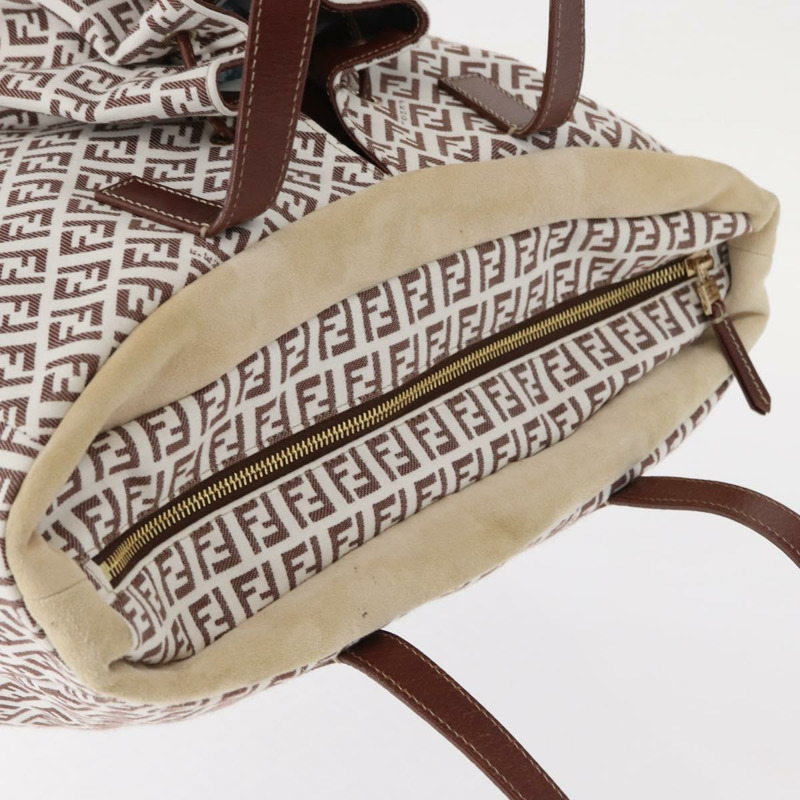 【日本直送】FENDI Zucchino帆布手提包 白色 棕色 正品 146551V-5