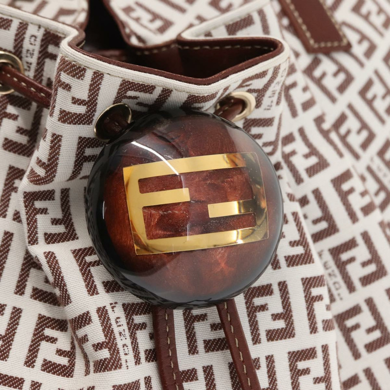 【日本直送】FENDI Zucchino帆布手提包 白色 棕色 正品 146551V-17