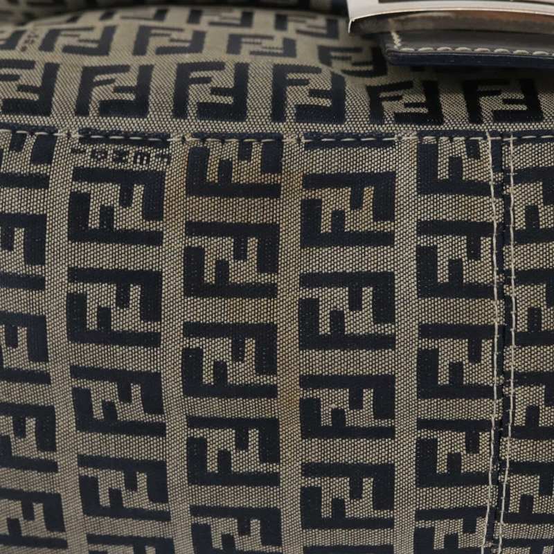 【日本直送】FENDI Zucchino帆布Mamma Baguette單肩包 海軍藍 銀色 正品 146550V-6