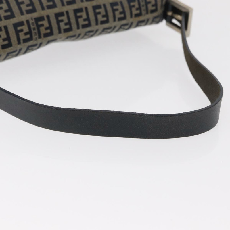 【日本直送】FENDI Zucchino帆布Mamma Baguette單肩包 海軍藍 銀色 正品 146550V-8