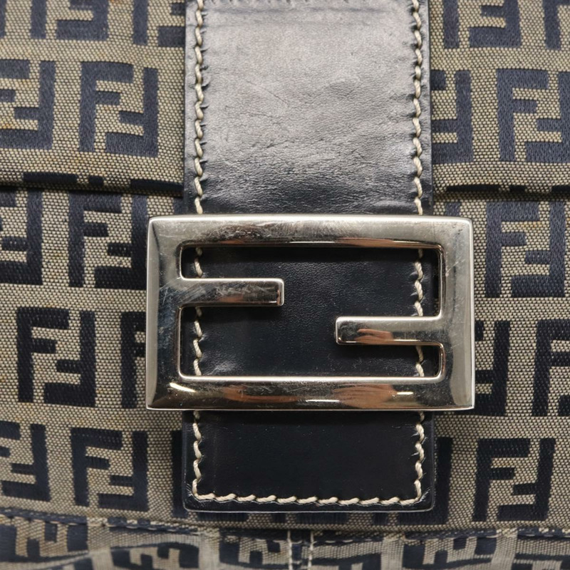 【日本直送】FENDI Zucchino帆布Mamma Baguette單肩包 海軍藍 銀色 正品 146550V-19