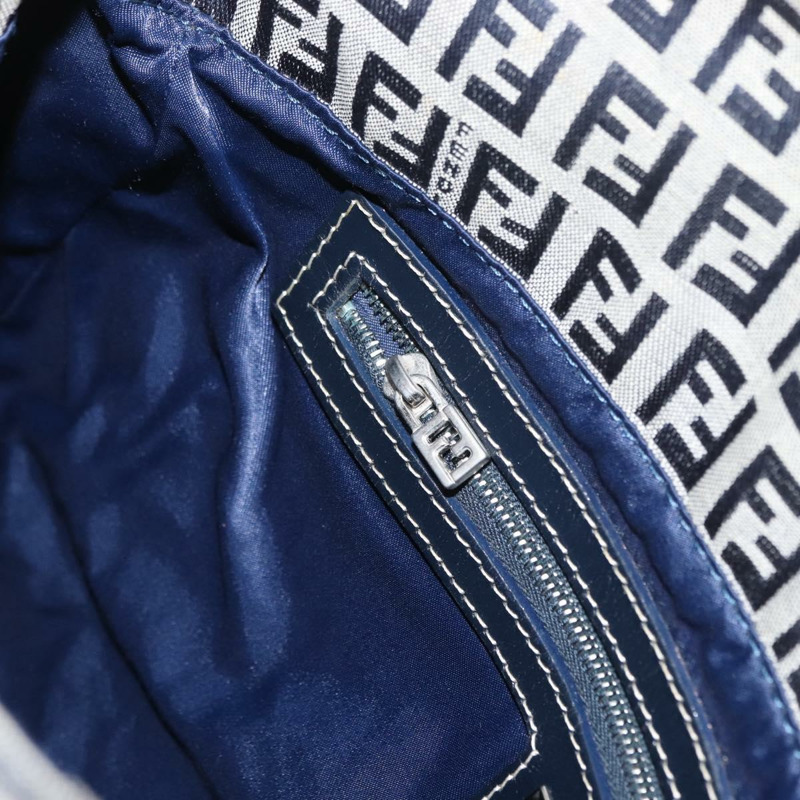 【日本直送】FENDI Zucchino帆布Mamma Baguette單肩包 海軍藍 銀色 正品 146550V-24