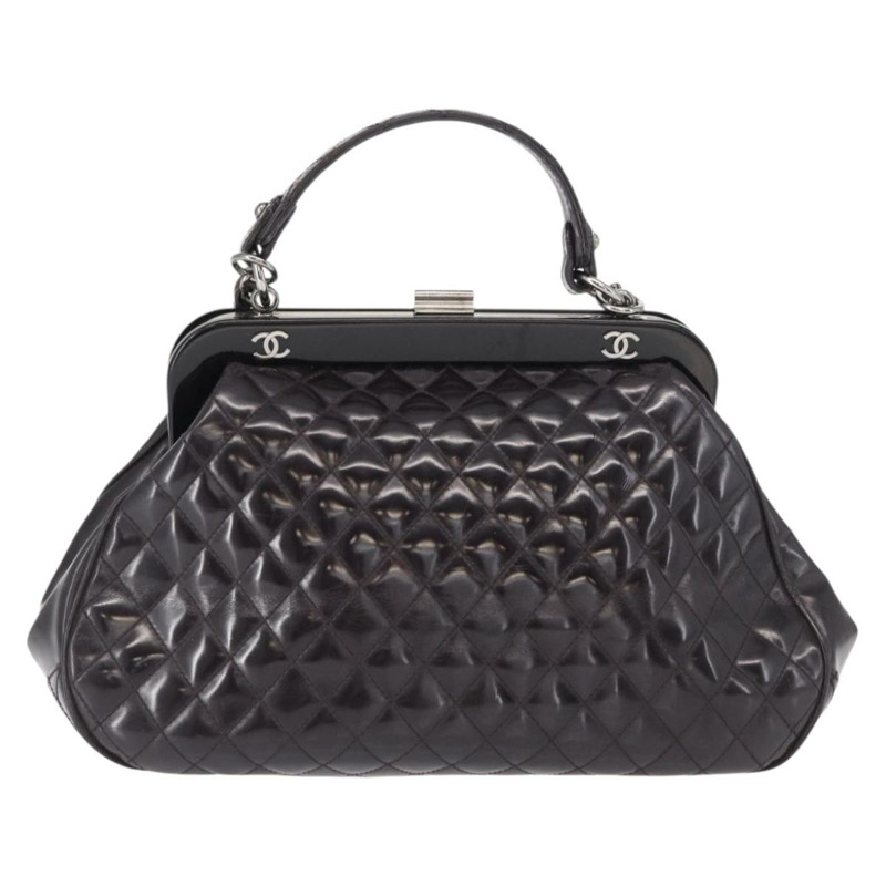 【日本直送】香奈兒 Matelasse 鏈條包 漆皮 2way 紫色 銀色 CC 標誌 Auth 146555V-1