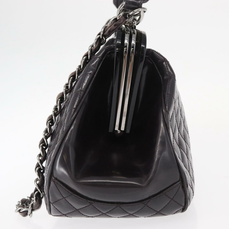 【日本直送】香奈兒 Matelasse 鏈條包 漆皮 2way 紫色 銀色 CC 標誌 Auth 146555V-2