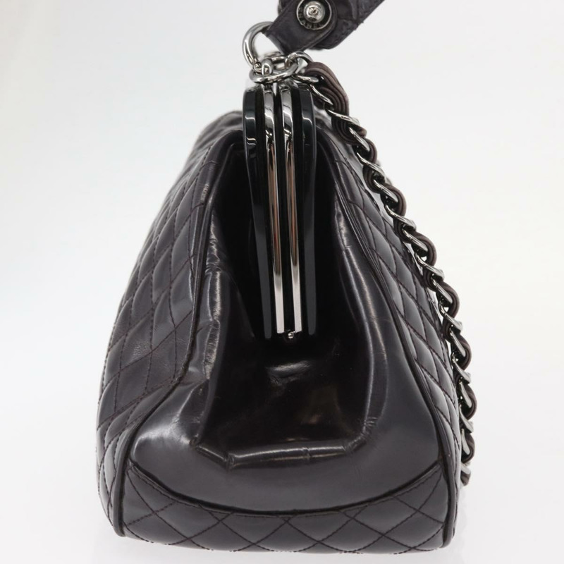 【日本直送】香奈兒 Matelasse 鏈條包 漆皮 2way 紫色 銀色 CC 標誌 Auth 146555V-3