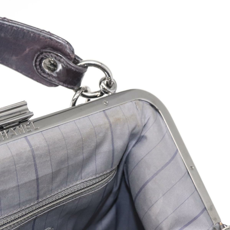 【日本直送】香奈兒 Matelasse 鏈條包 漆皮 2way 紫色 銀色 CC 標誌 Auth 146555V-8