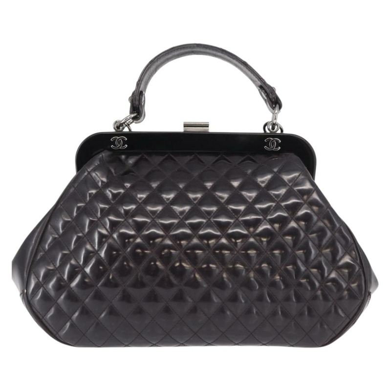 【日本直送】香奈兒 Matelasse 鏈條包 漆皮 2way 紫色 銀色 CC 標誌 Auth 146555V-12