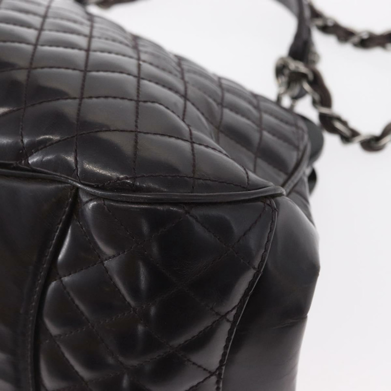 【日本直送】香奈兒 Matelasse 鏈條包 漆皮 2way 紫色 銀色 CC 標誌 Auth 146555V-18