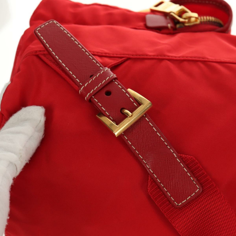 【日本直送】PRADA 雙肩包 尼龍 紅色 金色 正品 158701V-14