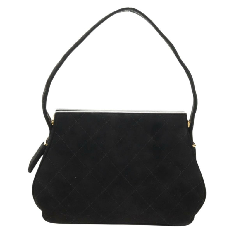 【日本直送】香奈兒 (CHANEL) Matelasse 麂皮手提包，黑色，金色雙C標誌，貨號 157875V-1