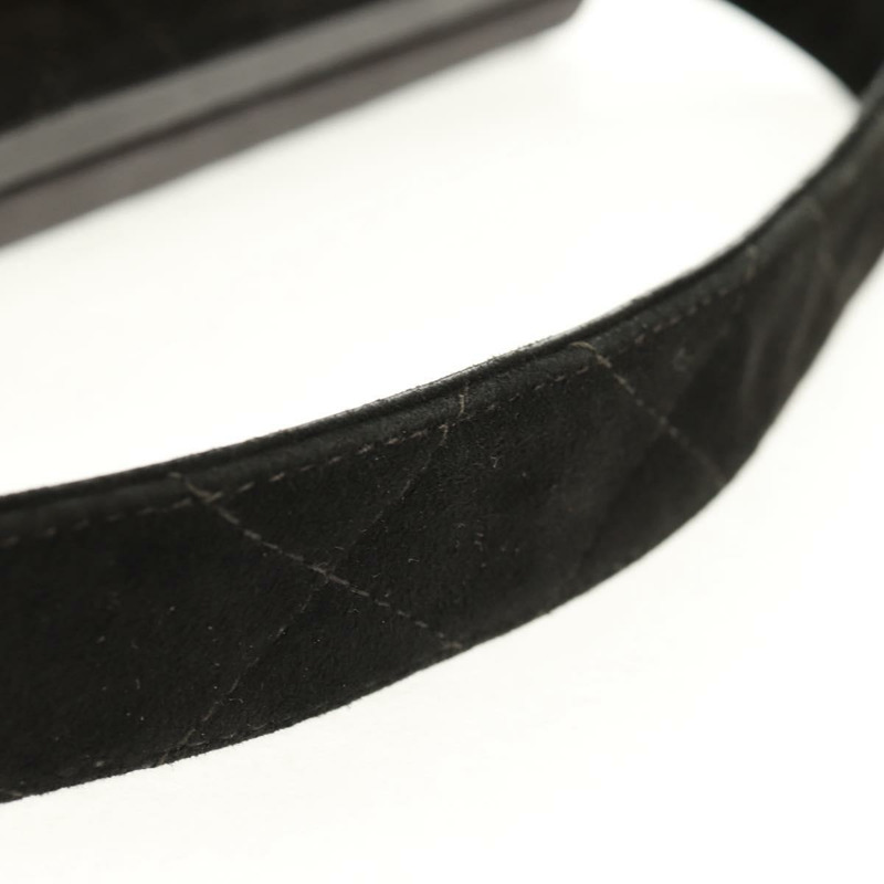 【日本直送】香奈兒 (CHANEL) Matelasse 麂皮手提包，黑色，金色雙C標誌，貨號 157875V-7