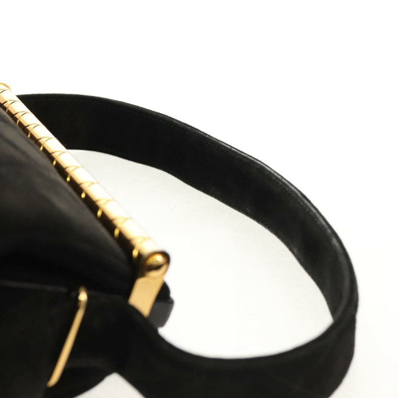 【日本直送】香奈兒 (CHANEL) Matelasse 麂皮手提包，黑色，金色雙C標誌，貨號 157875V-13