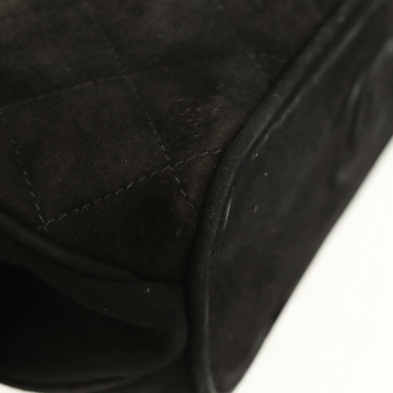 【日本直送】香奈兒 (CHANEL) Matelasse 麂皮手提包，黑色，金色雙C標誌，貨號 157875V-15