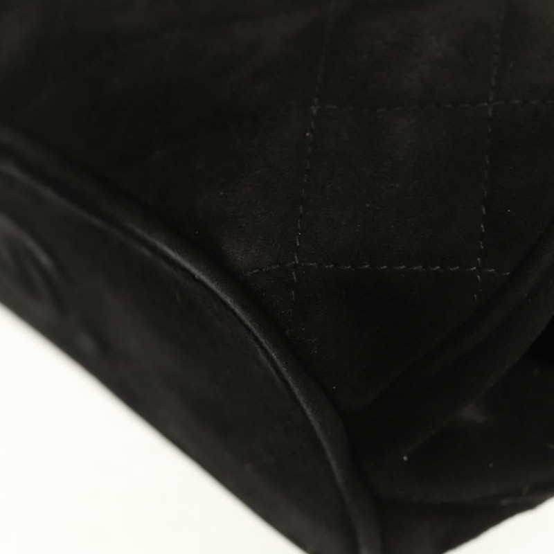 【日本直送】香奈兒 (CHANEL) Matelasse 麂皮手提包，黑色，金色雙C標誌，貨號 157875V-16