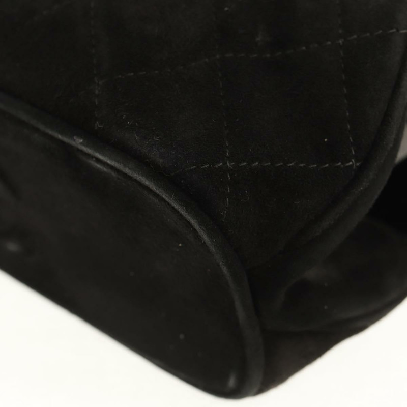 【日本直送】香奈兒 (CHANEL) Matelasse 麂皮手提包，黑色，金色雙C標誌，貨號 157875V-18