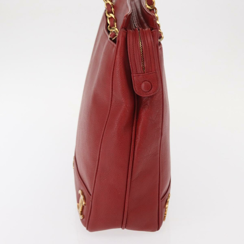 【日本直送】香奈兒魚子醬皮紅金色雙C標誌手提包 正品 BA8976-2