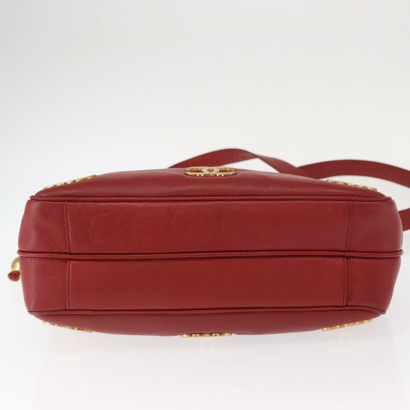 【日本直送】香奈兒魚子醬皮紅金色雙C標誌手提包 正品 BA8976-4