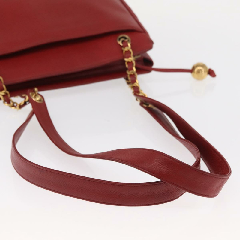 【日本直送】香奈兒魚子醬皮紅金色雙C標誌手提包 正品 BA8976-6