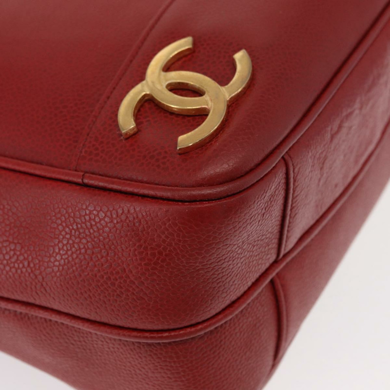 【日本直送】香奈兒魚子醬皮紅金色雙C標誌手提包 正品 BA8976-8