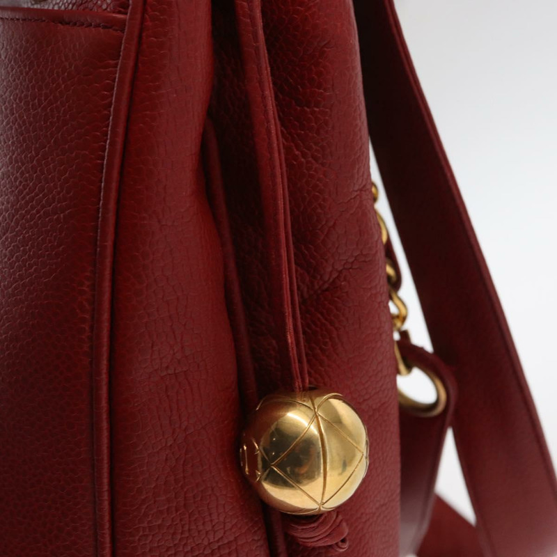 【日本直送】香奈兒魚子醬皮紅金色雙C標誌手提包 正品 BA8976-9